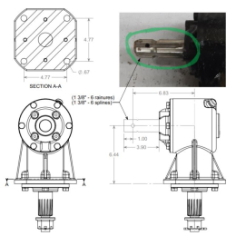 GEAR BOX 90° 1:1.47 SPLINED (40 HP)